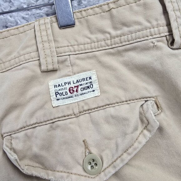 Polo Ralph Lauren Cargo Shorts Men 38 Beige Heavy Cotton Outdoor Skater‎ Pockets - Picture 5 of 15